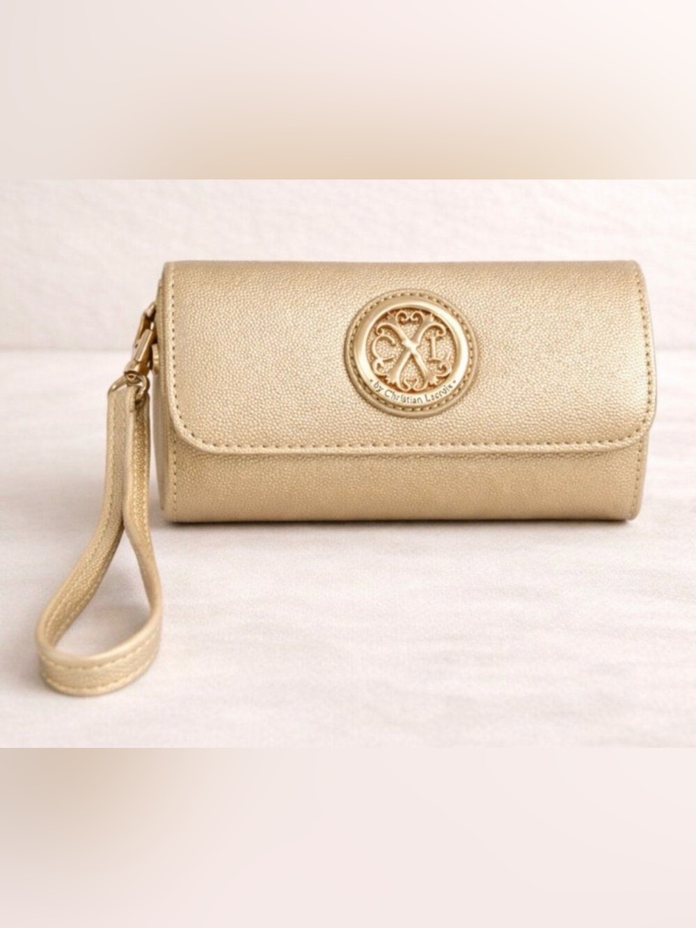 CXL Christian Lacroix Gold Wristlet Clutch NWT